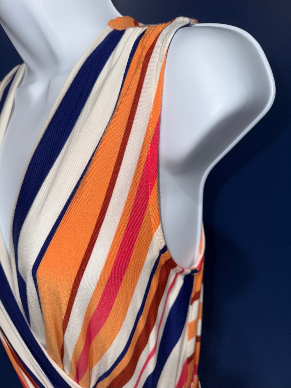Merona- Orange & Navy Striped Sleeveless Dress Size Small - Picture 8 of 15